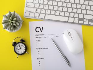CV, An image of a keyboard and a printed CV