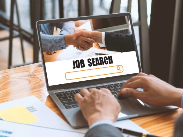 Job search, A laptop showing a job search website