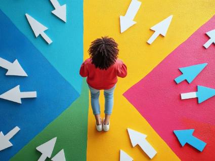 What will be important to you in a career, A person surrounded by arrows