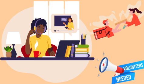 A collection of images representing studying and working