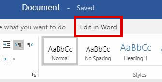 onedrive-18-02, microsoft word support - highlighted 'edit in word' button