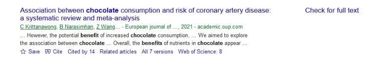 Google Scholar image, Showing links to full text available via the University Library