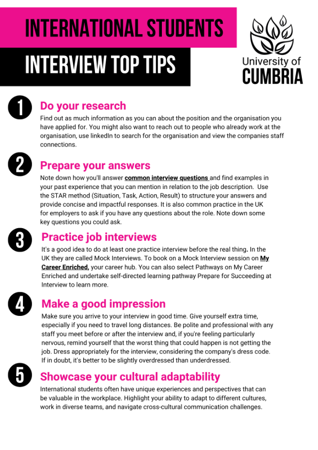 Careers interview tips, 