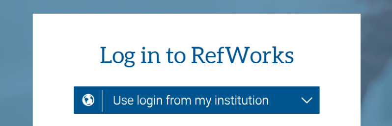 RefWorks log-in page