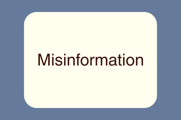 A plain tile with the title 'misinformation' written on it