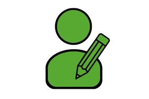 An image of a faceless icon holding a pencil