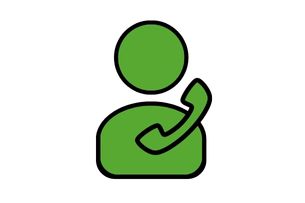 An icon of a faceless body on the phone.