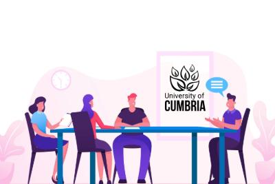 Group of people sitting around a table. 