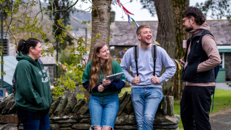 Students talking outside