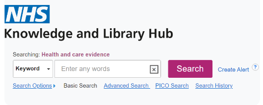 NHS knowledge and library hub, NHS library search box