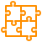 dl_disability, orange cartoon of 4 puzzle pieces fit together