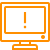 dl_troubleshoot, orange cartoon of a computer screen with an exclamation mark on it