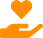 health_orange, orange cartoon of a hand holding a love heart