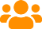 users_orange, orange users icon - 3 cartoon people