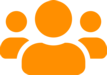 users_orange, orange users icon - 3 cartoon people