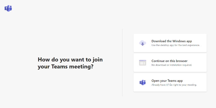 Join Teams Meeting Screen, 