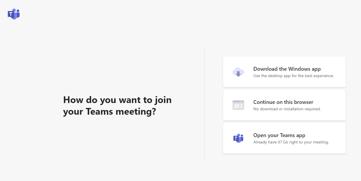 Join Teams Meeting Screen, 