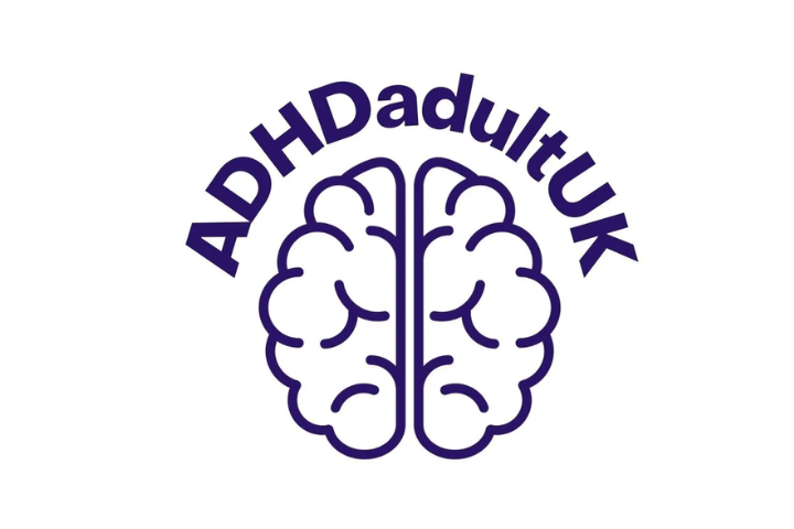 A simple cartoon drawing of a brain surrounded by the text 