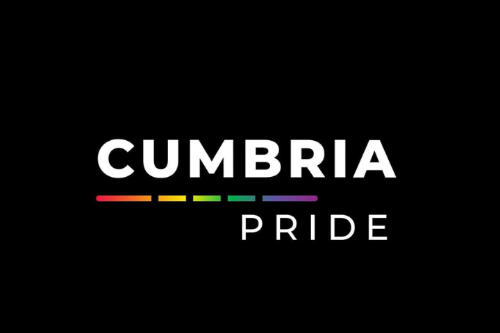 Cumbria pride's logo on a black background