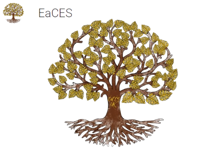 The image shows the 'EaCeES' logo - a tree with roots