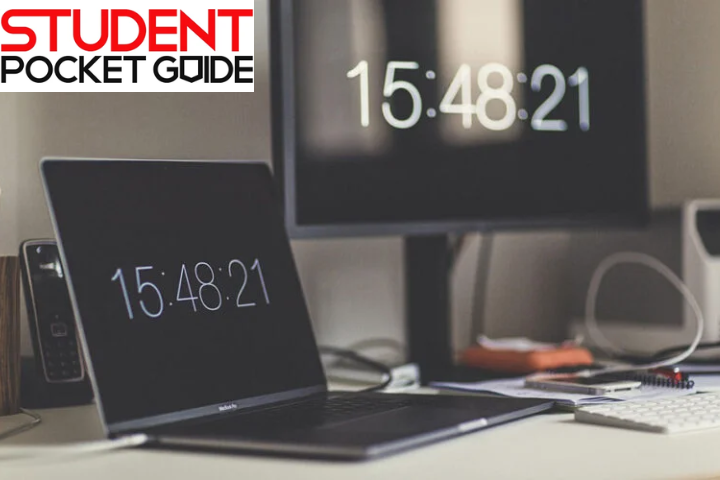 The image shows the Student's Pocket Guide's logo alongside an image of a laptop and computer