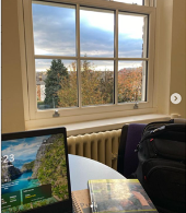 Hannah Ritchie Instagram Photo, Image of Hannah working in the library