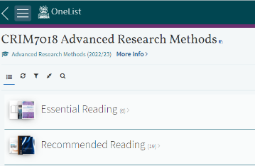 OneList, Screenshot of a reading list