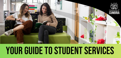 An image of two young adults sat reading with the heading 