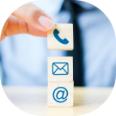 Trusted Contacts Image, Image of a stack of cubes with symbols of communication on.