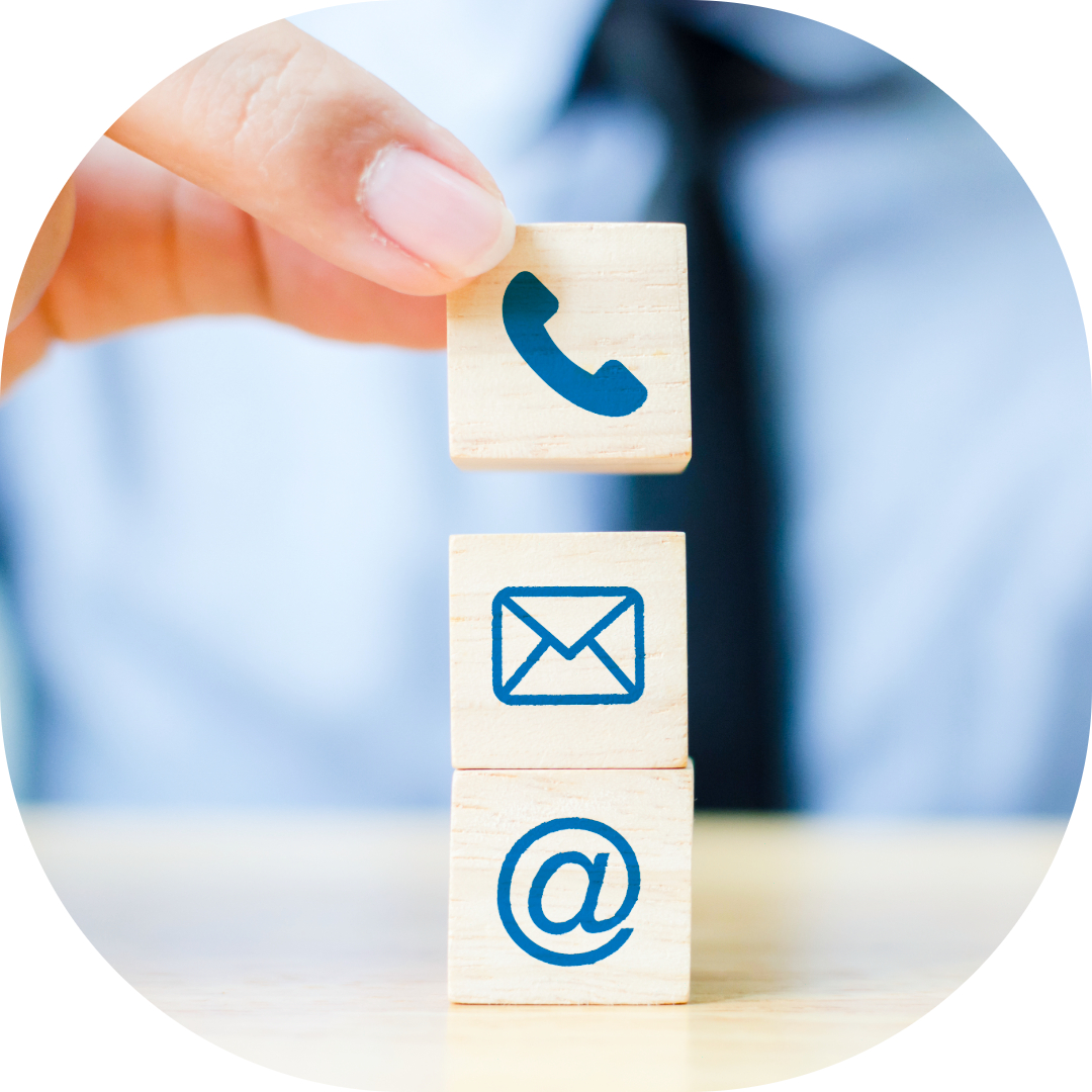 Trusted Contacts Image, Image of a stack of cubes with symbols of communication on.