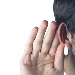 Responding to a disclosure, Hand on ear, listening.