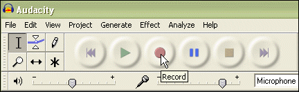 audacity_record_01, screenshot of audacity recording buttons