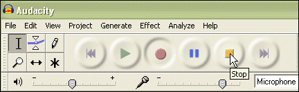 audacity_record_02, screenshot of audacity recording buttons