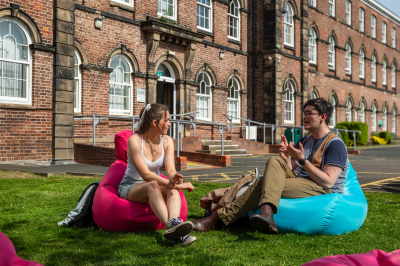 Students on beanbag outside Fusehill Street